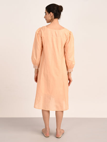 Peach Embroidered Dress