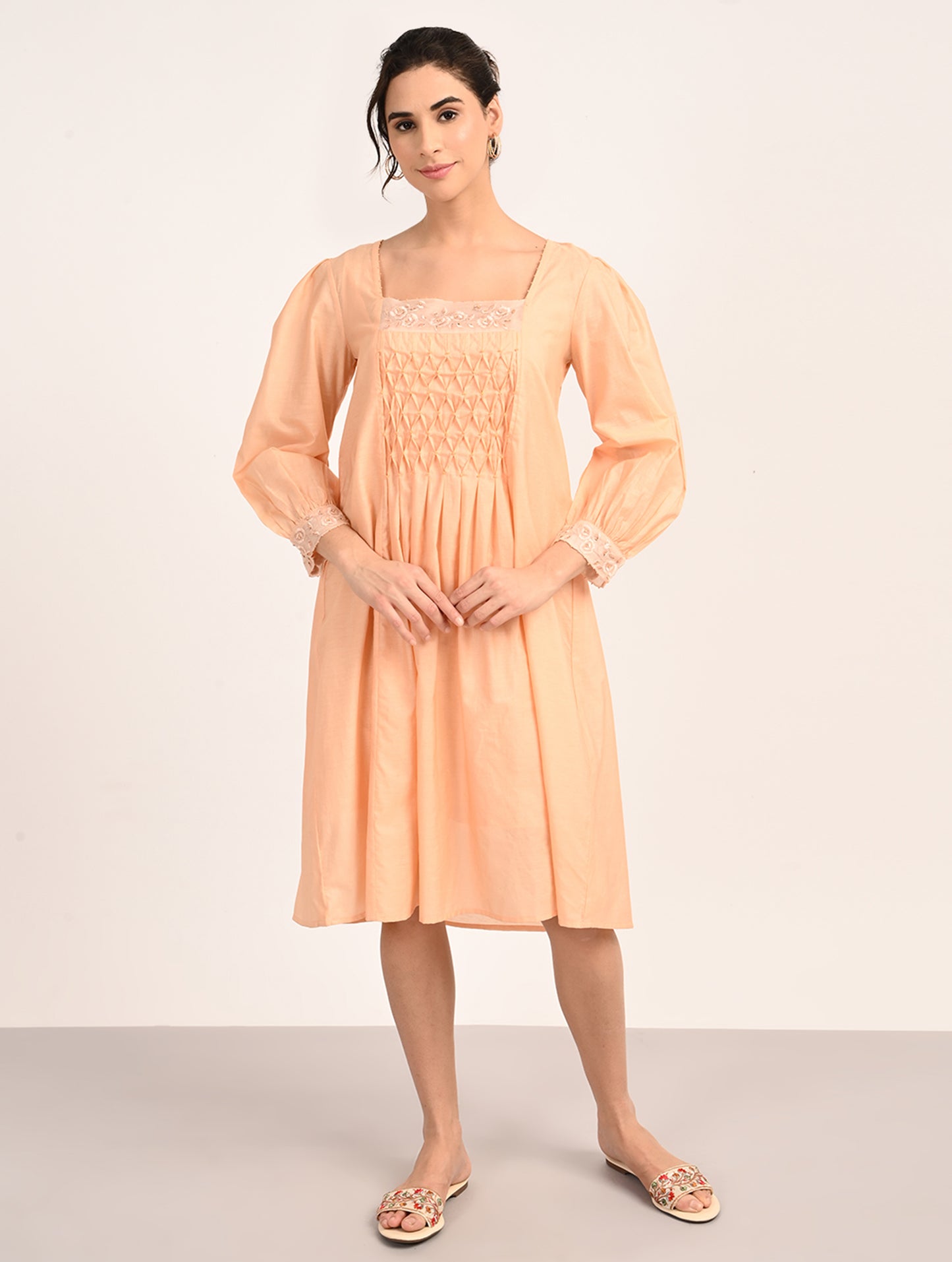 Peach Embroidered Dress