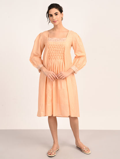Peach Embroidered Dress