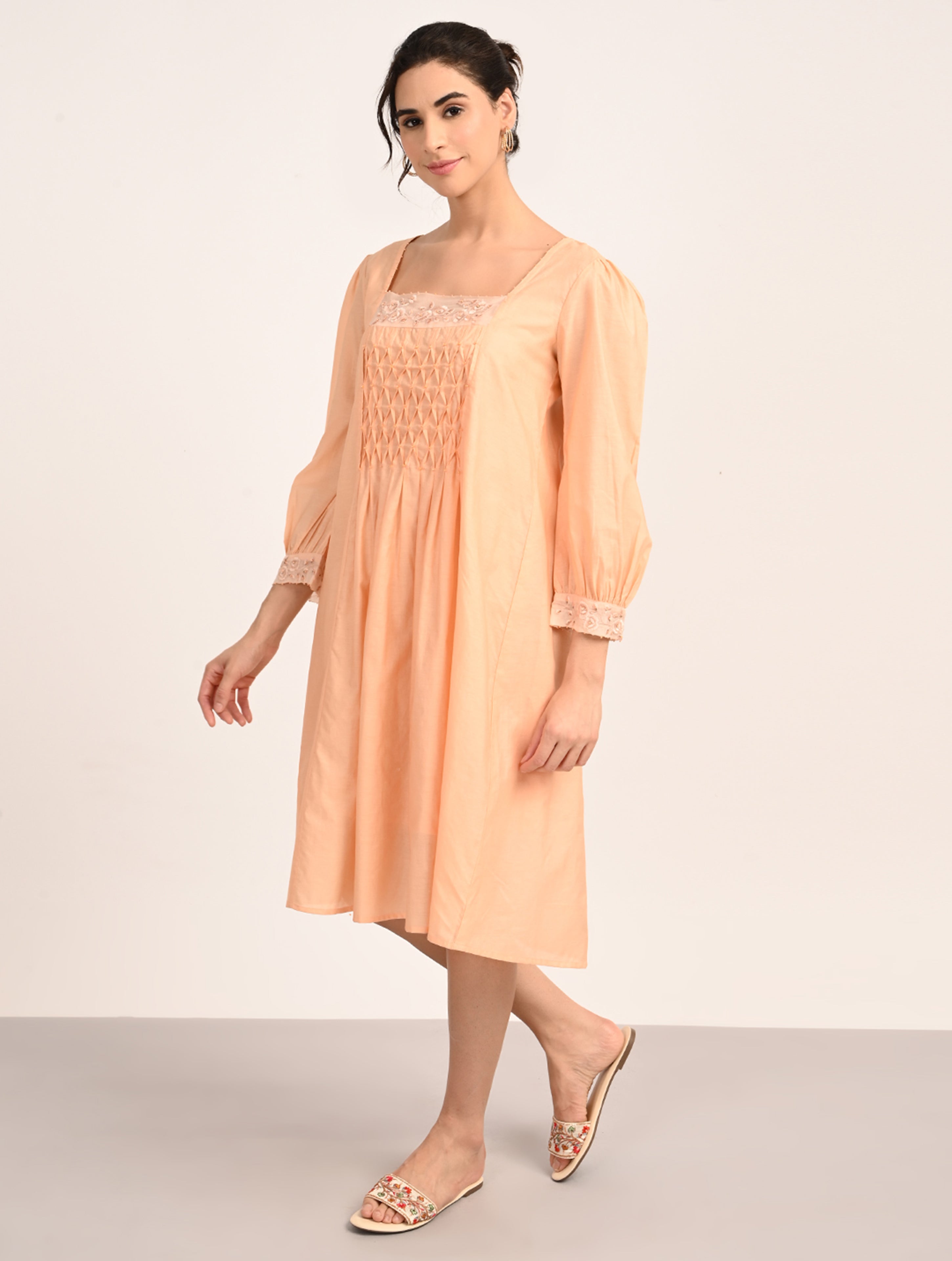 Peach Embroidered Dress