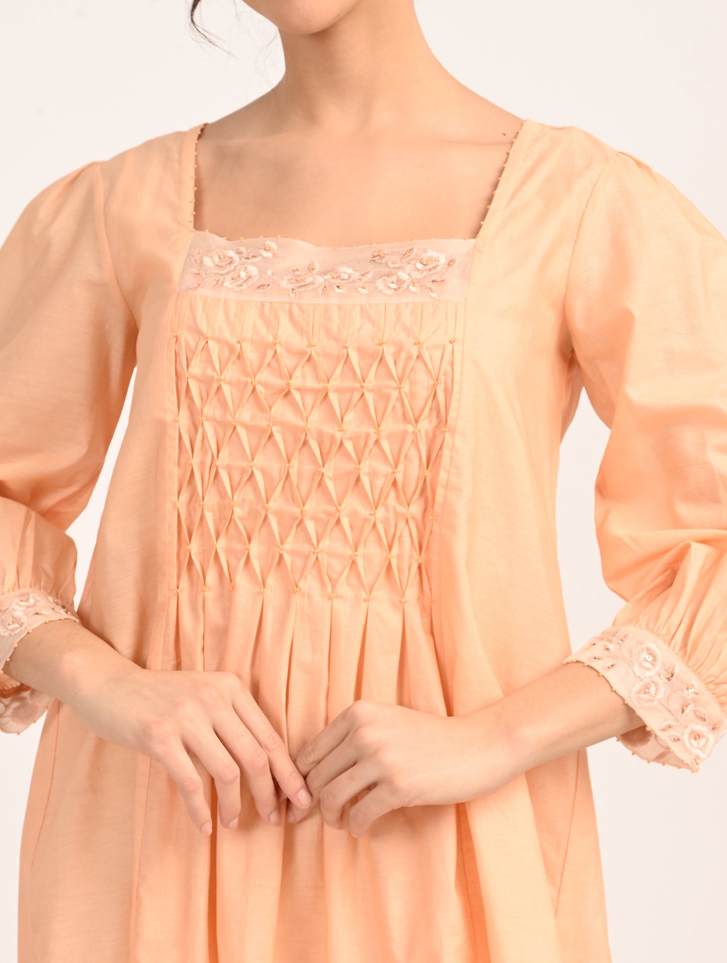 Peach Embroidered Dress