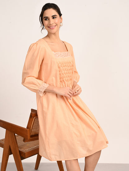 Peach Embroidered Dress