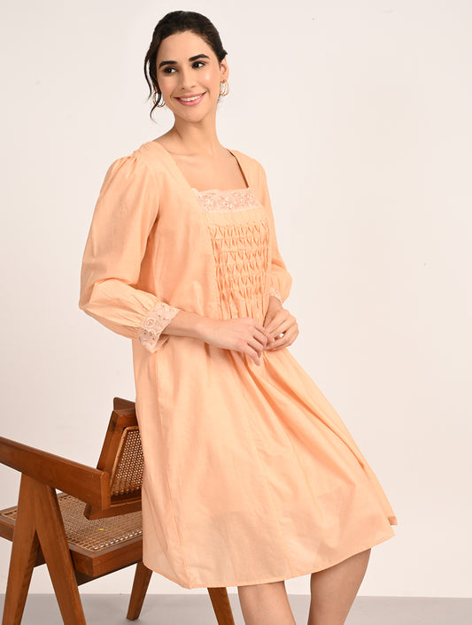 Peach Embroidered Dress