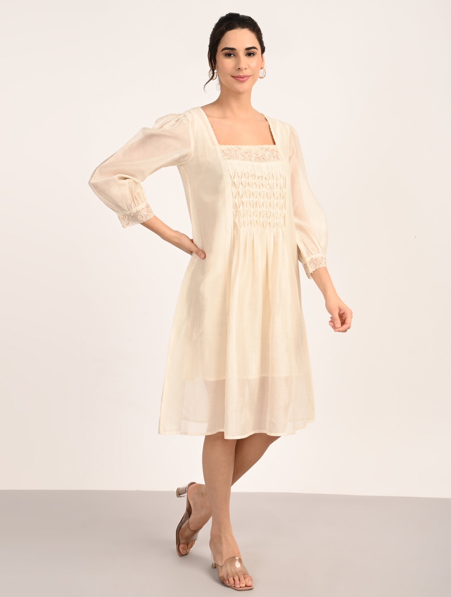 Ivory Embroidery Dress