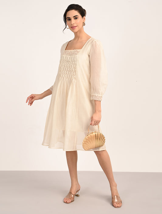 Ivory Embroidery Dress