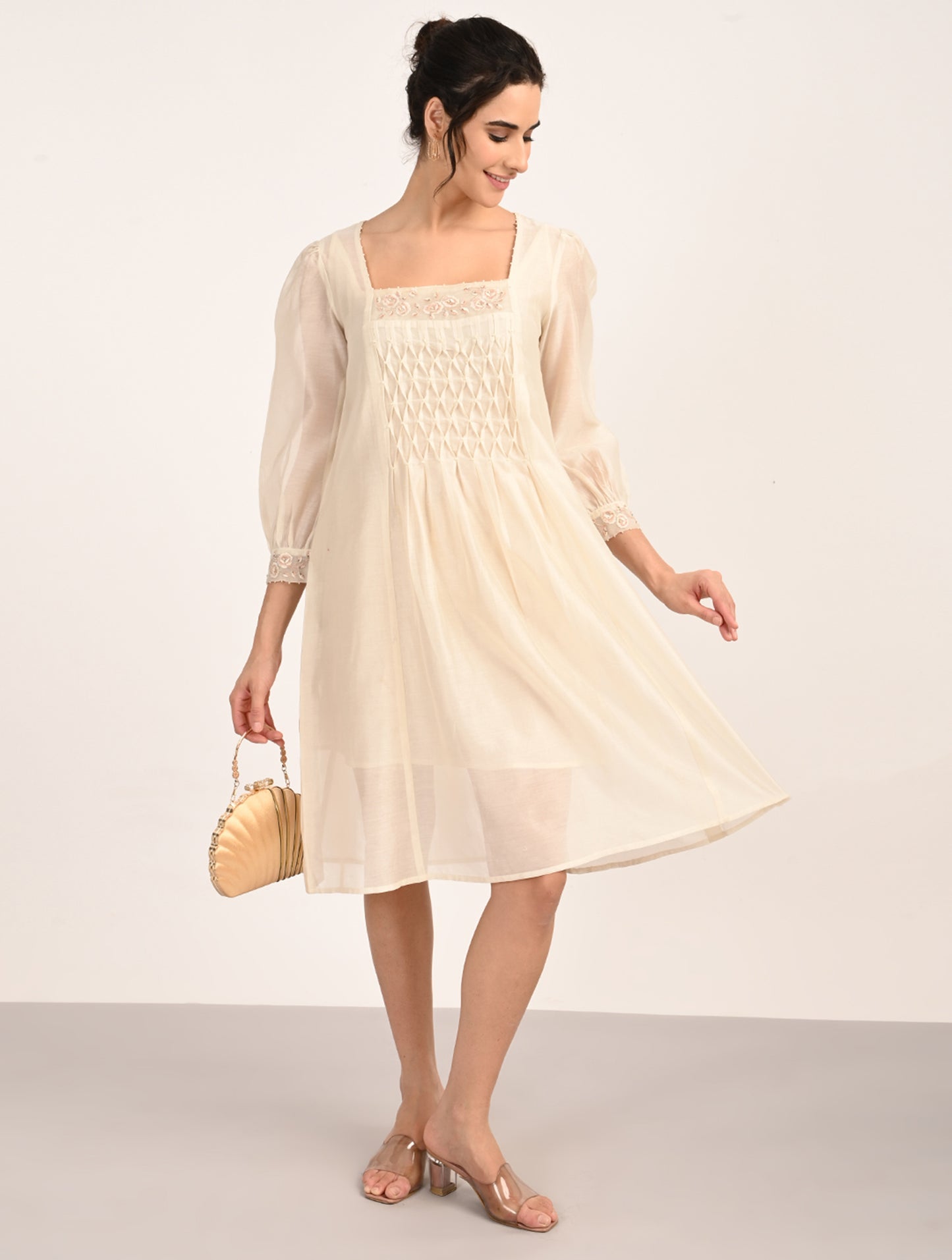 Ivory Embroidery Dress