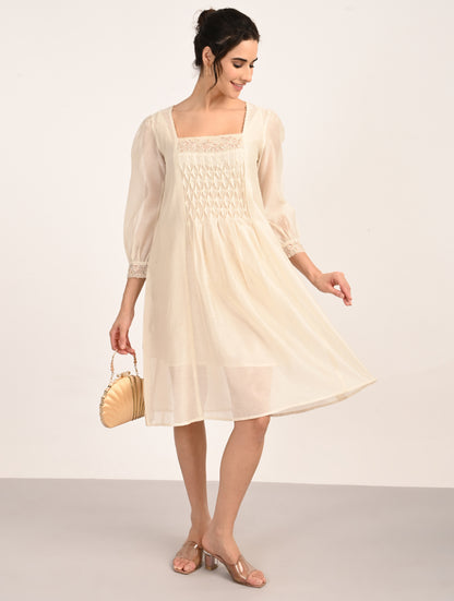Ivory Embroidery Dress
