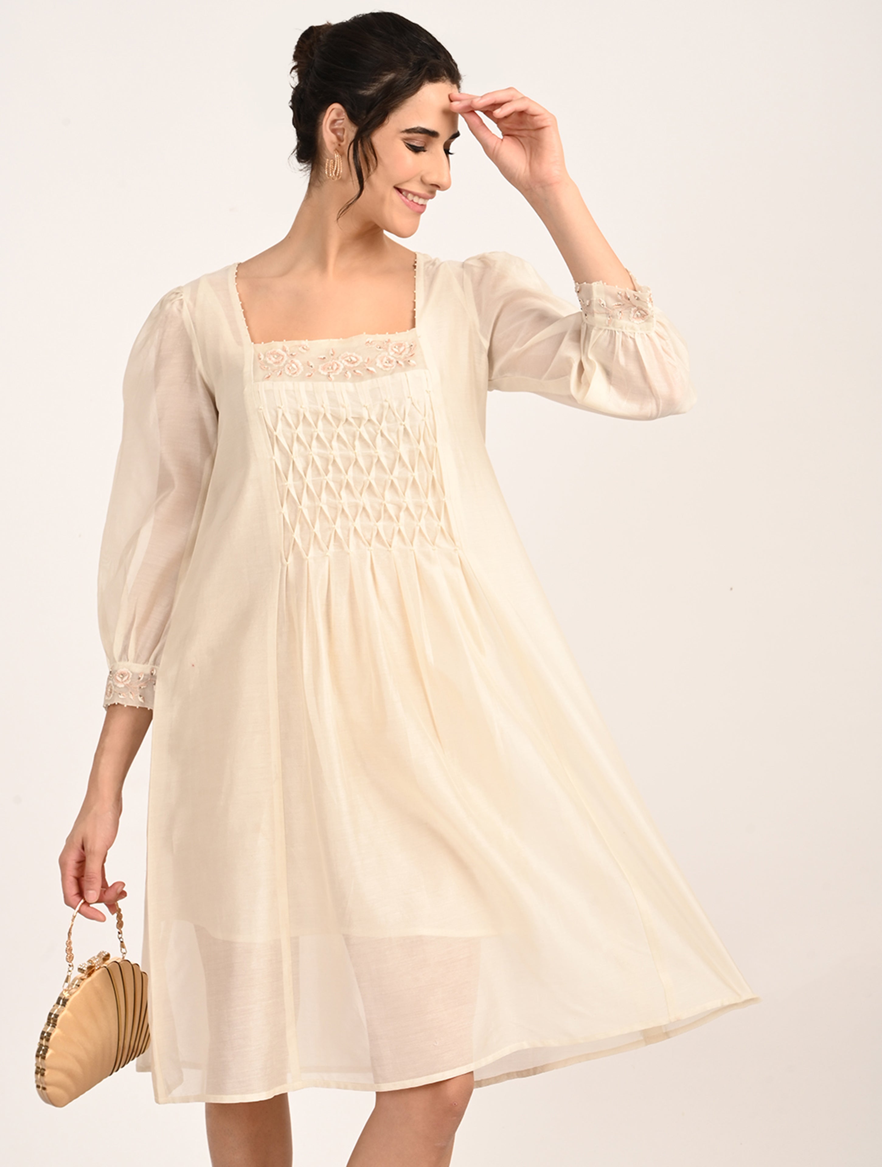 Ivory Embroidery Dress