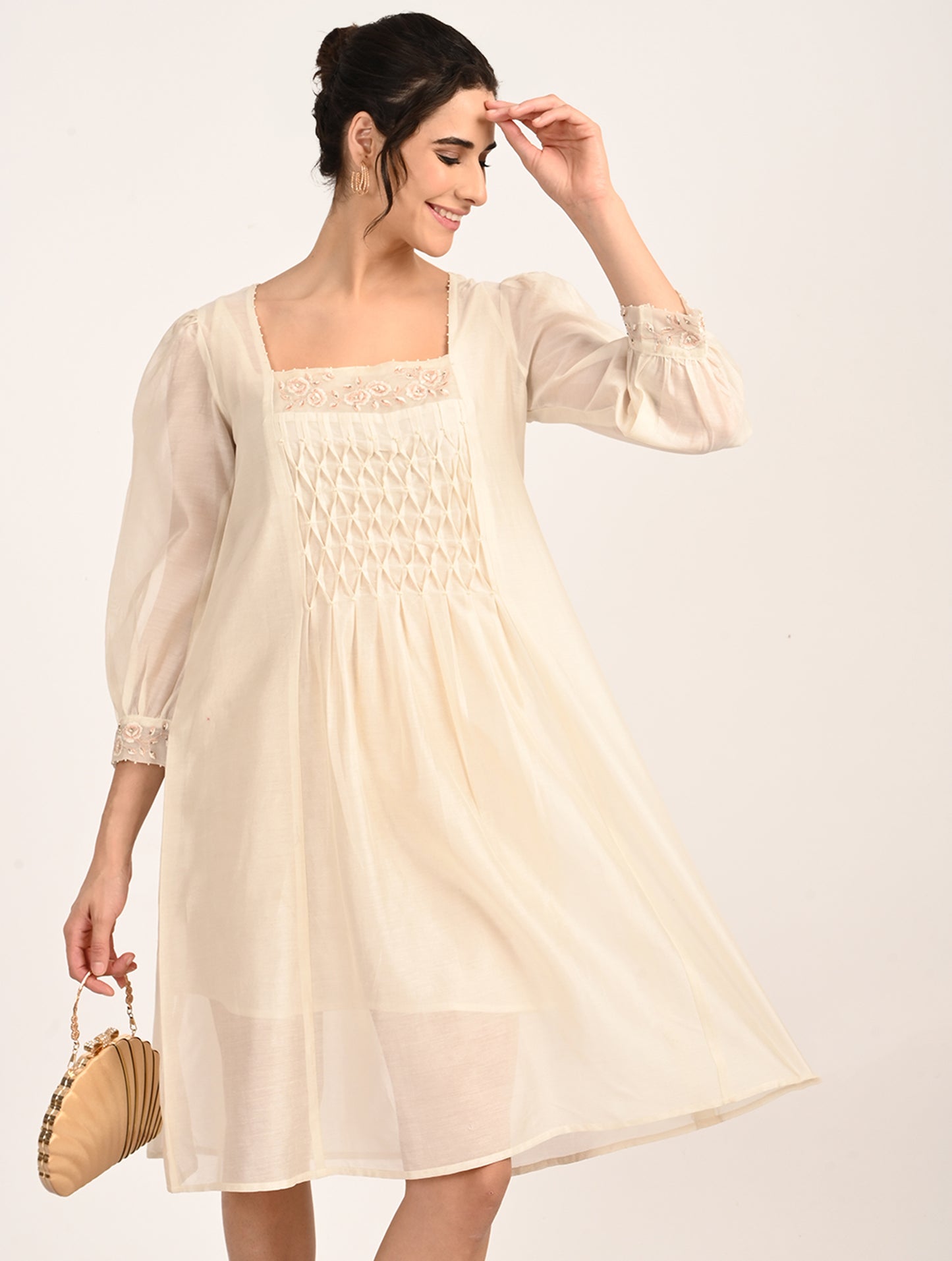 Ivory Embroidery Dress