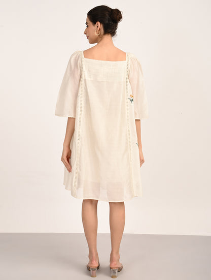 Ivory Embroidery A-Line Dress