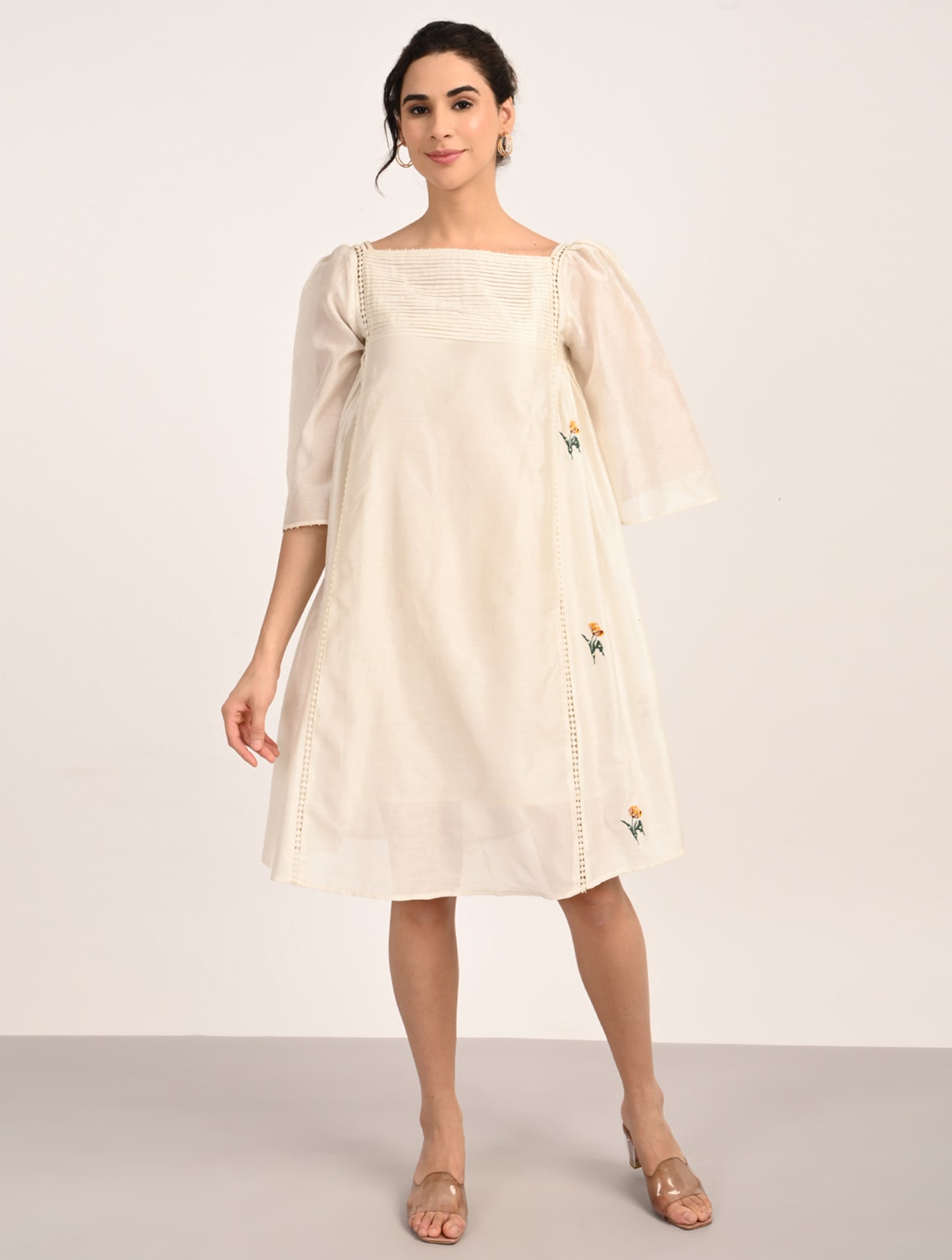 Ivory Embroidery A-Line Dress