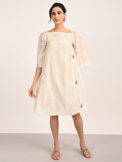 Ivory Embroidery A-Line Dress