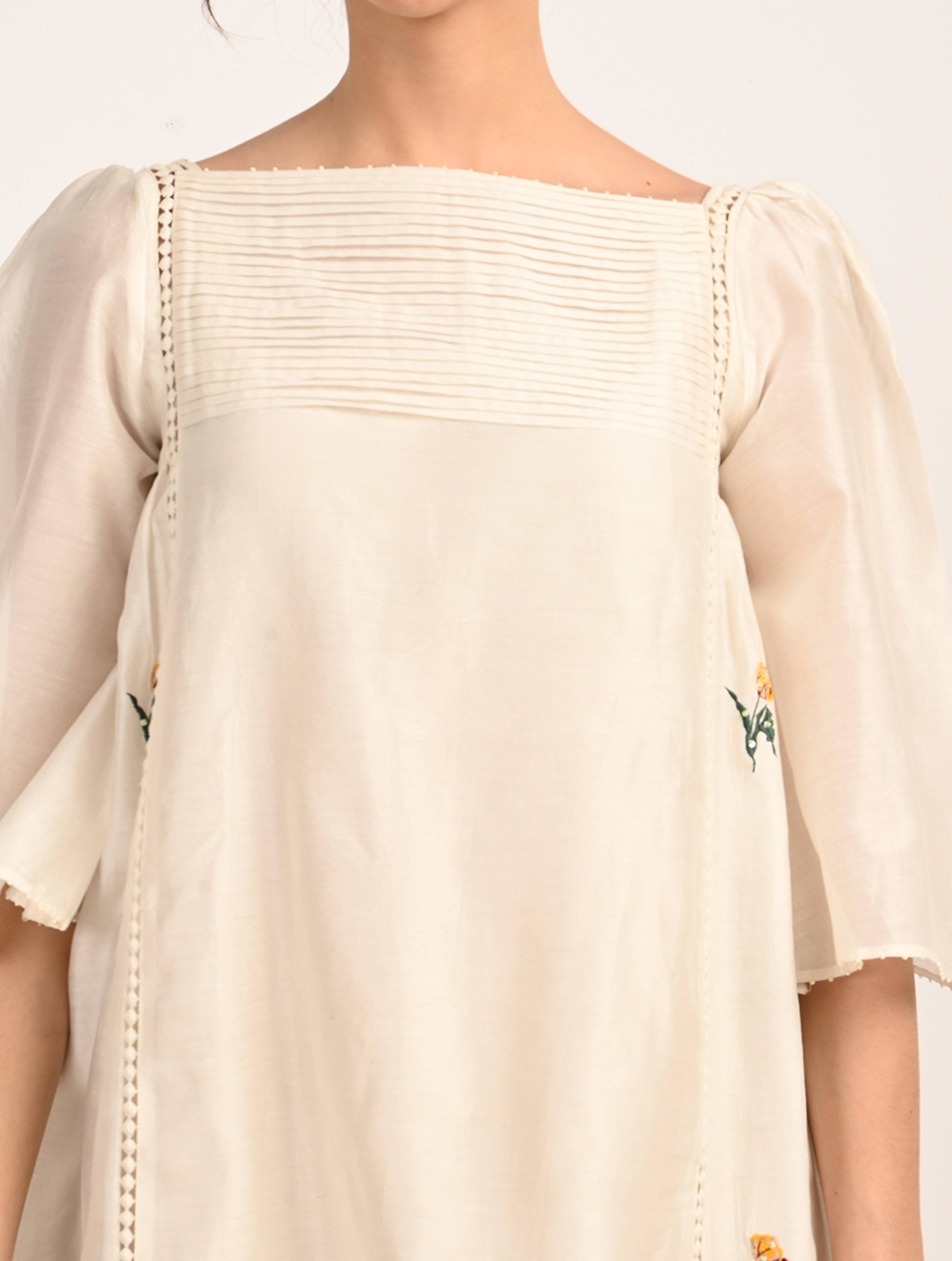 Ivory Embroidery A-Line Dress