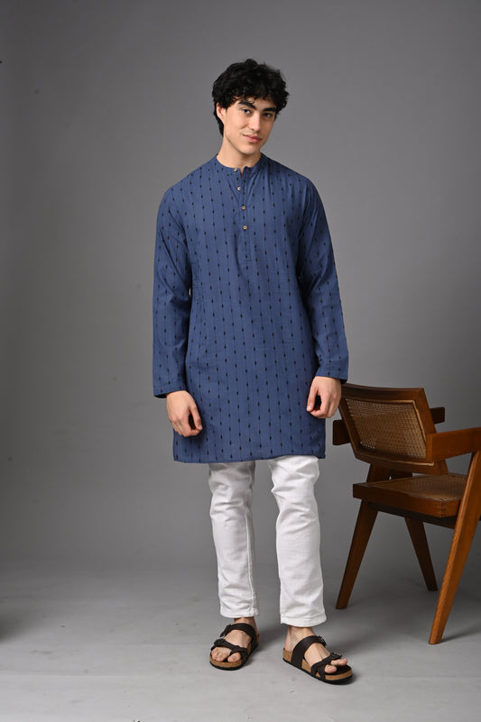 Indigo Textured Silk Kurta