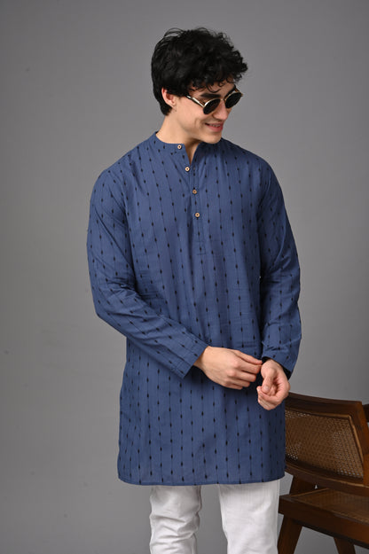 Indigo Textured Silk Kurta