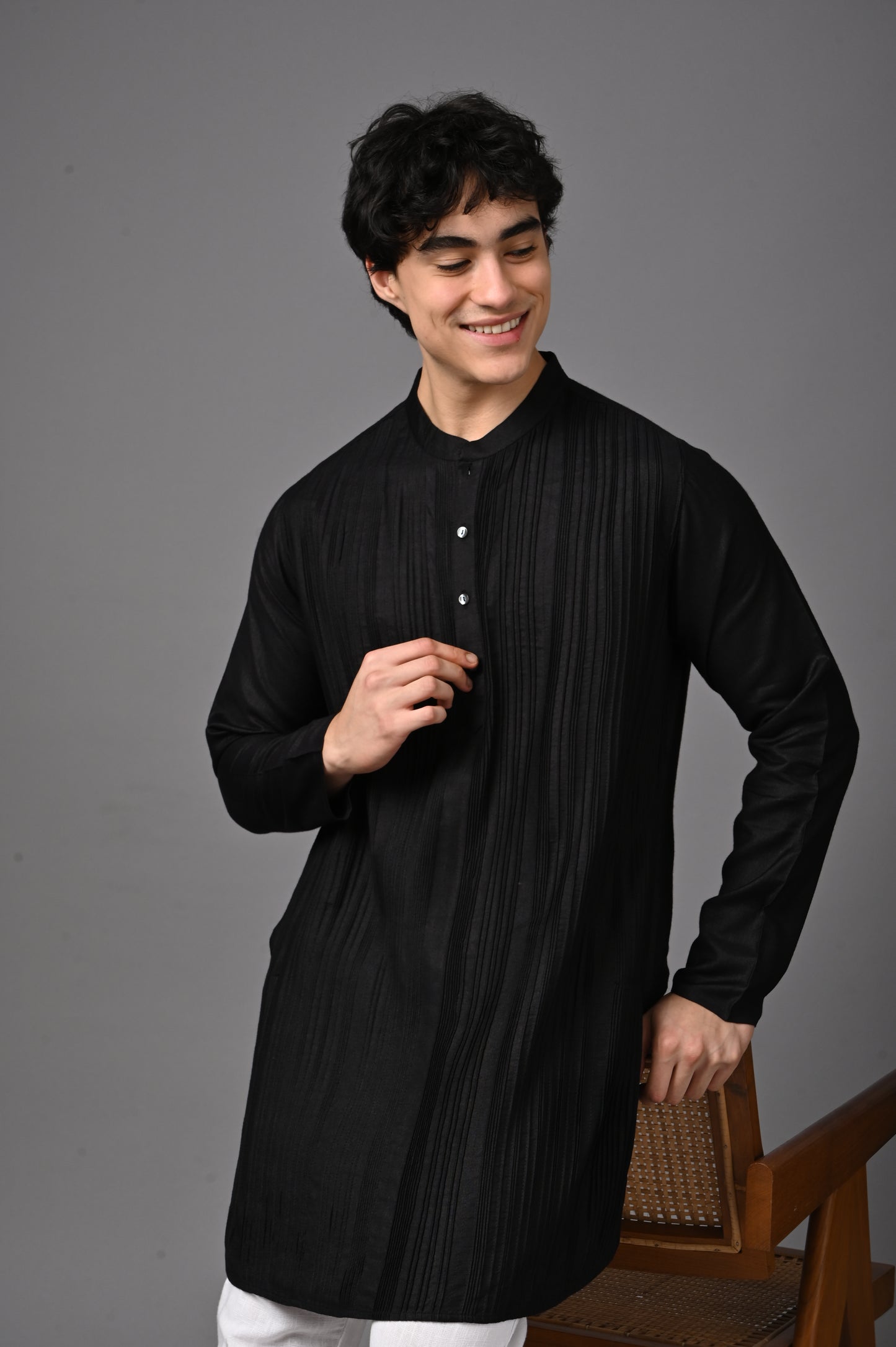 Black Kurta in Kosi Silk