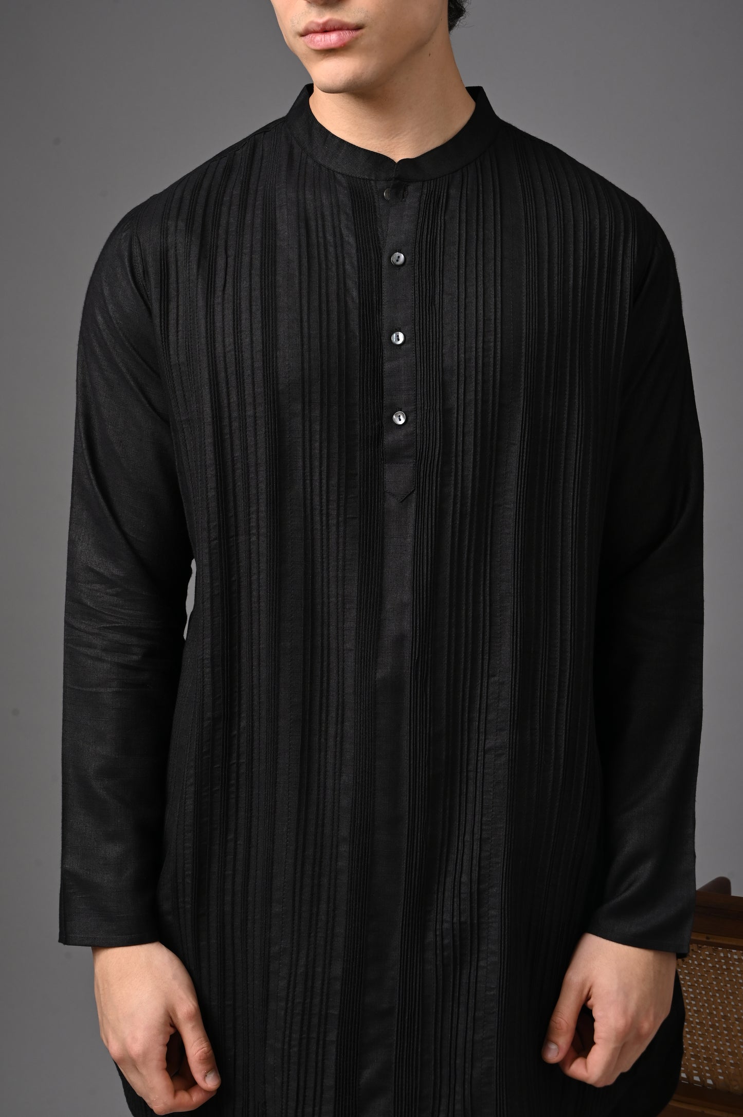 Black Kurta in Kosi Silk