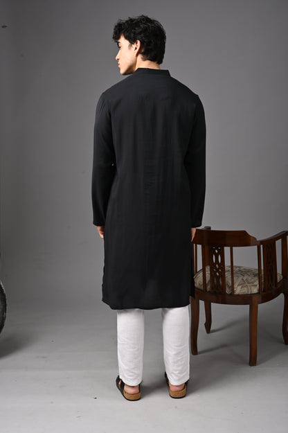 Black kosi silk Kurta