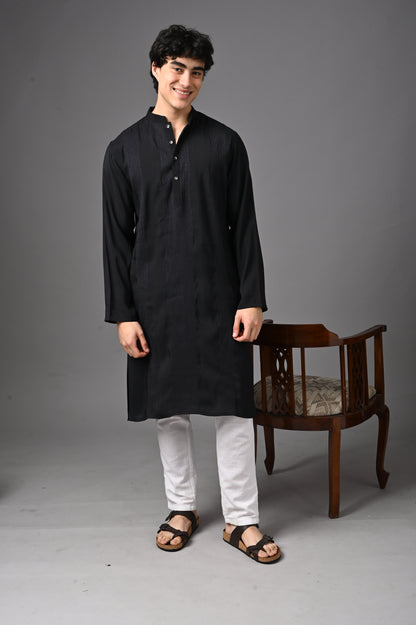Black kosi silk Kurta
