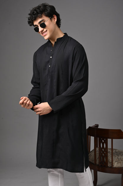 Black kosi silk Kurta