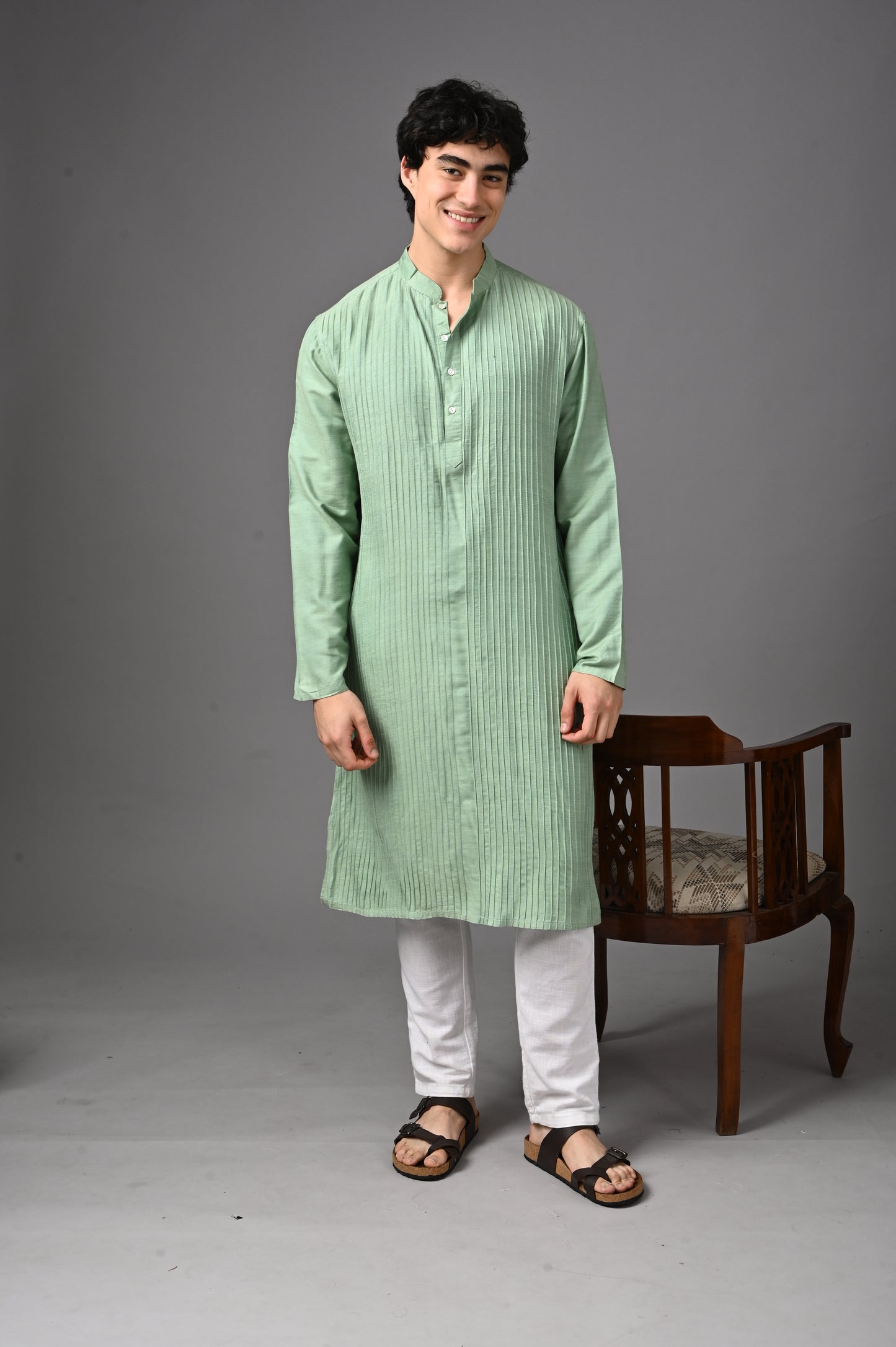 Pastel Green Textured Kurta