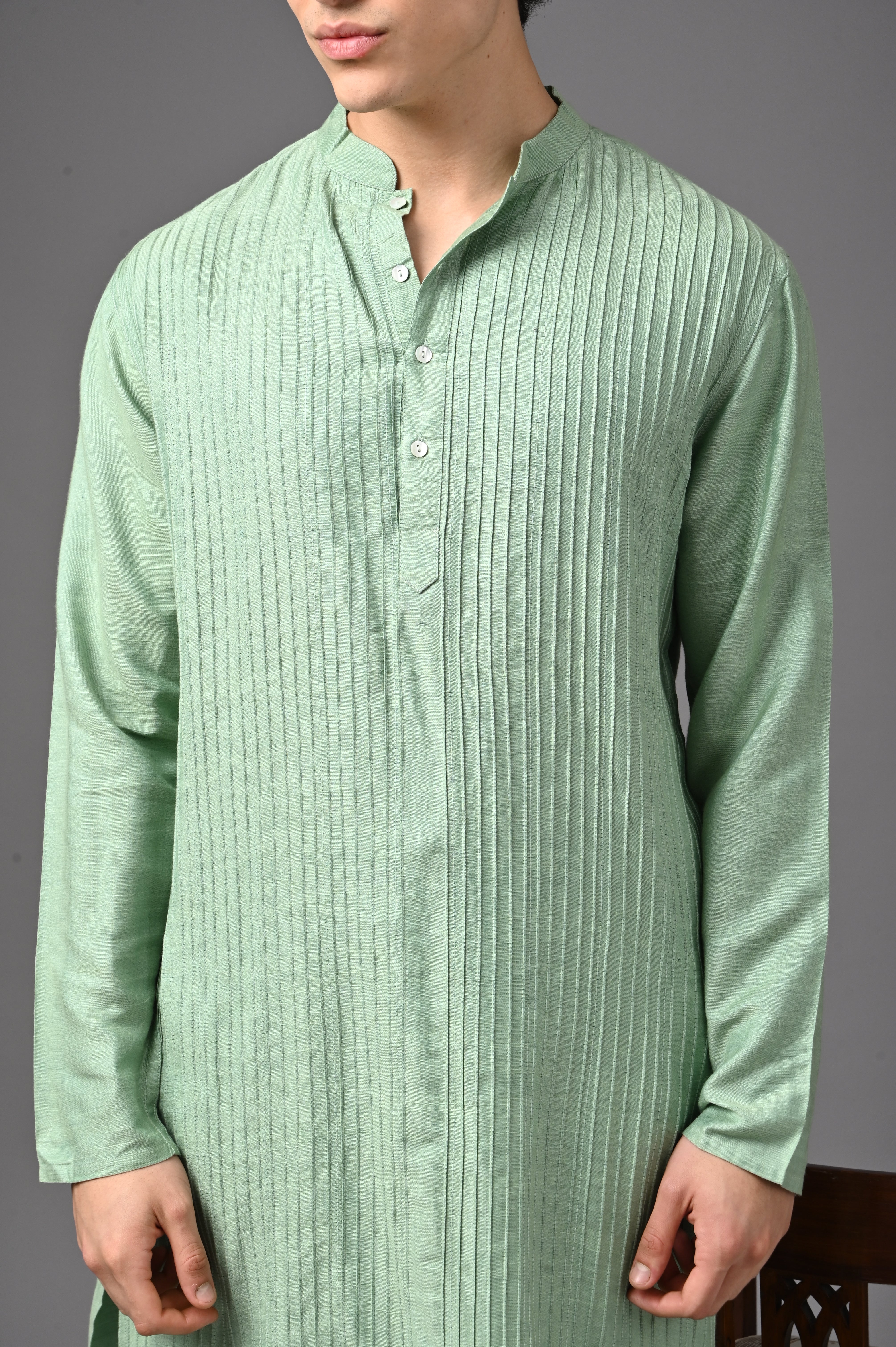 Pastel Green Textured Kurta