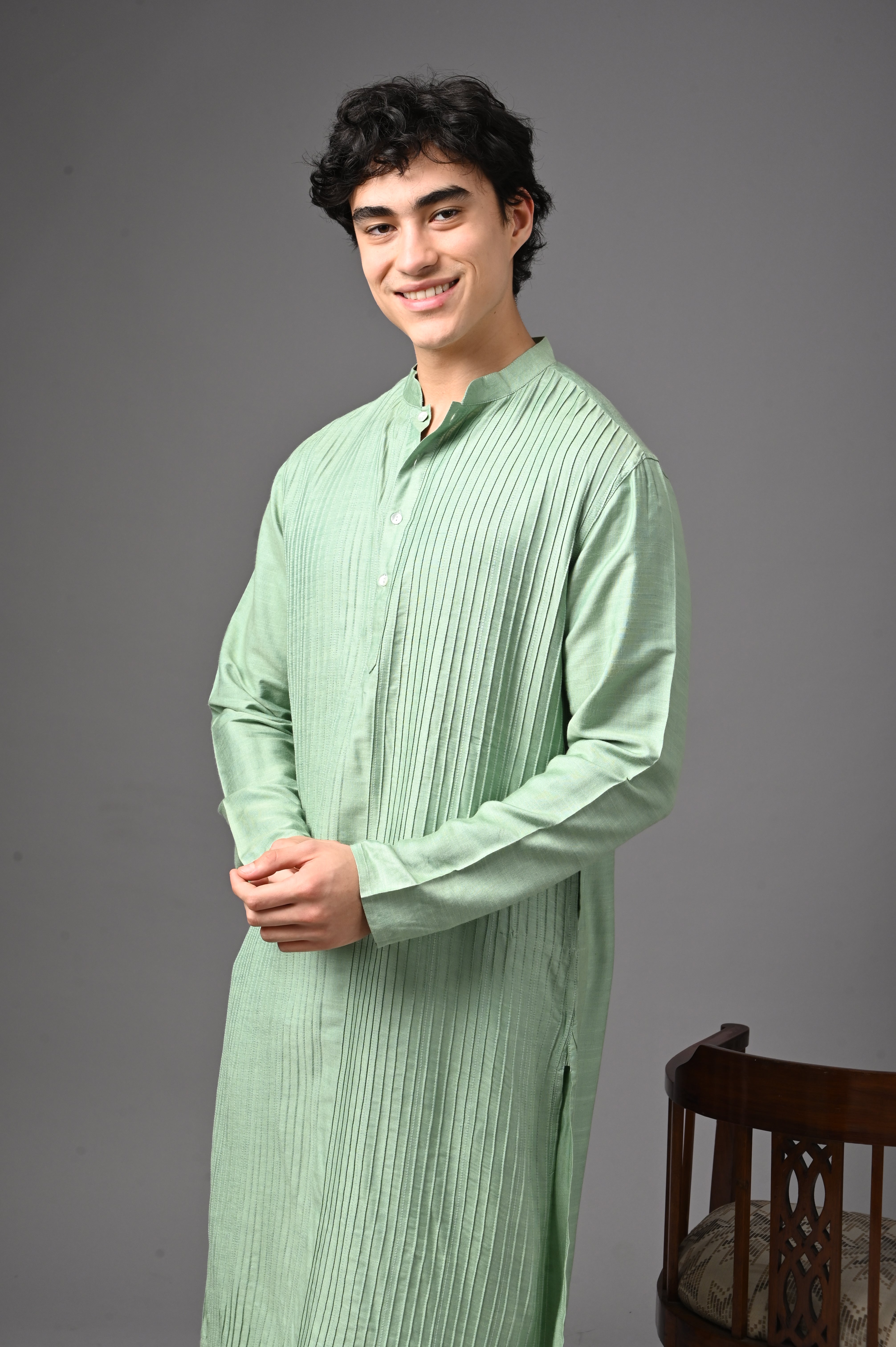 Pastel Green Textured Kurta
