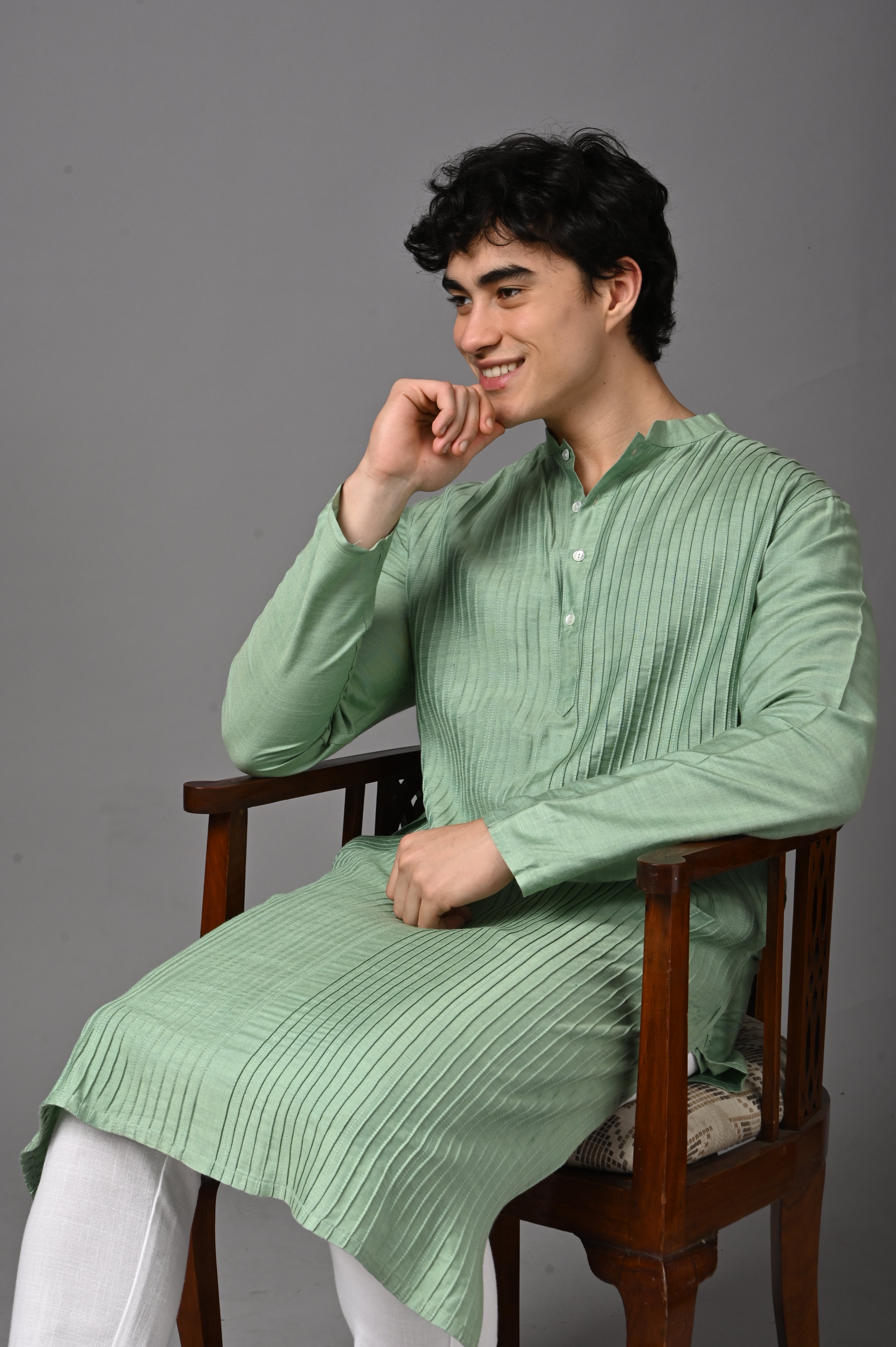 Pastel Green Textured Kurta