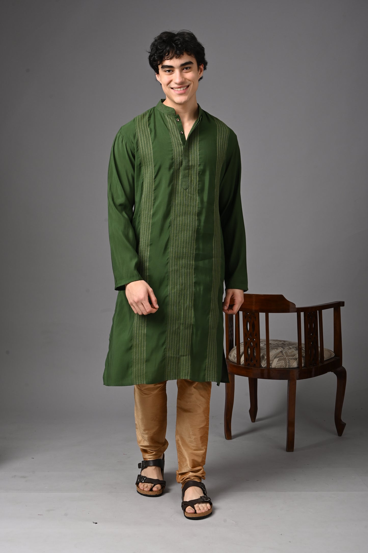 Green Viscose Blend Kurta