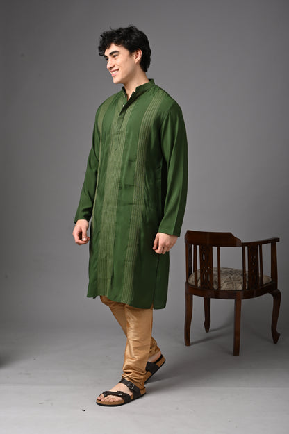Green Viscose Blend Kurta