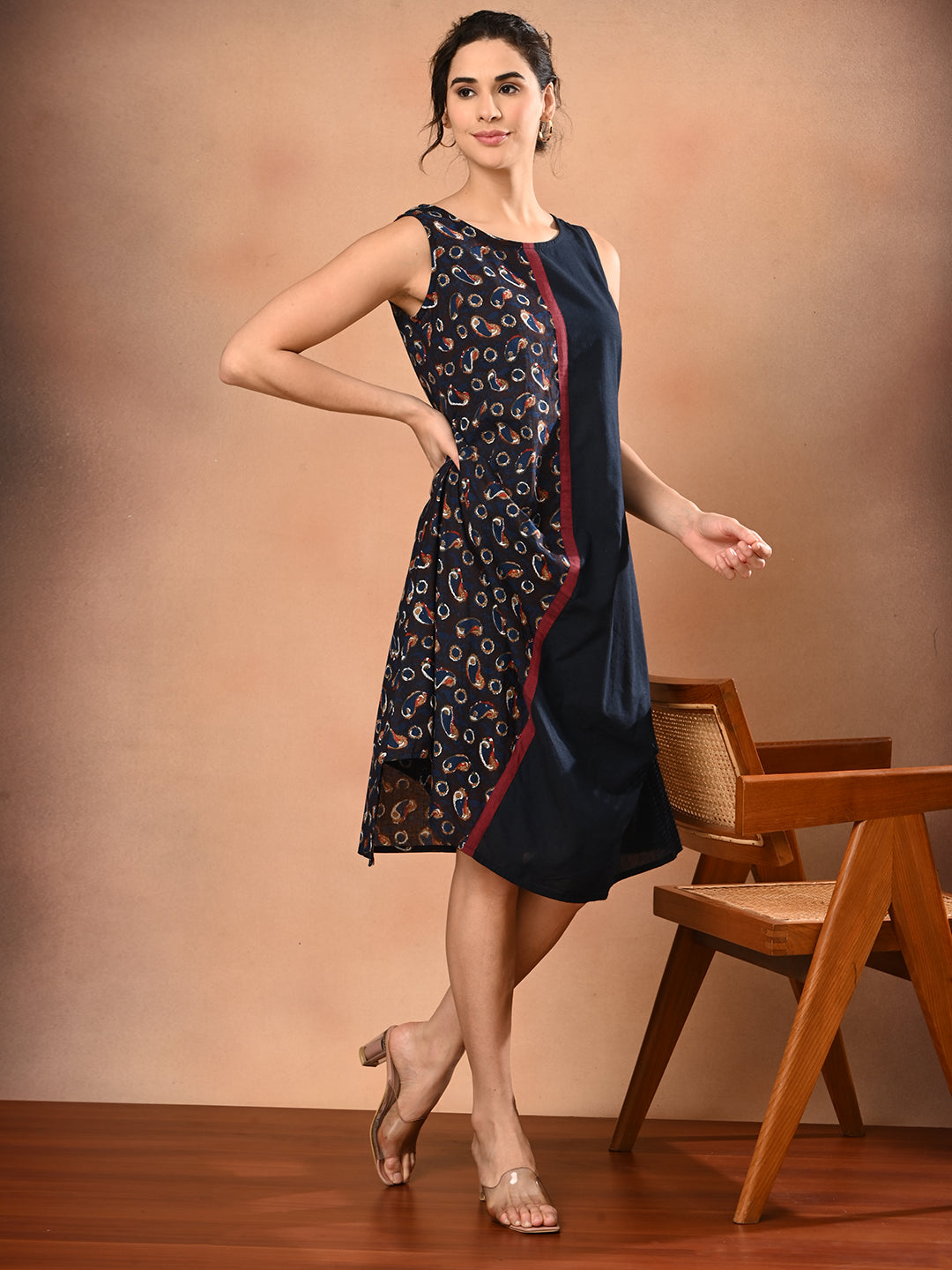 Dual Navy Midi in Handloom Cotton