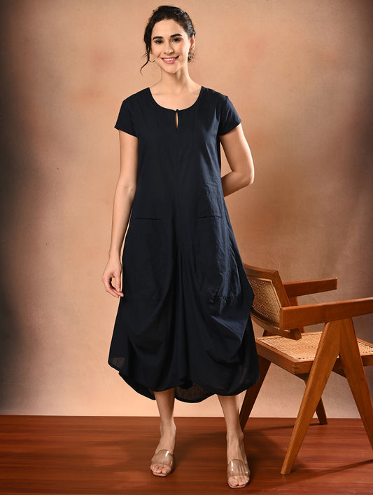 Navy Blue Cotton Dress