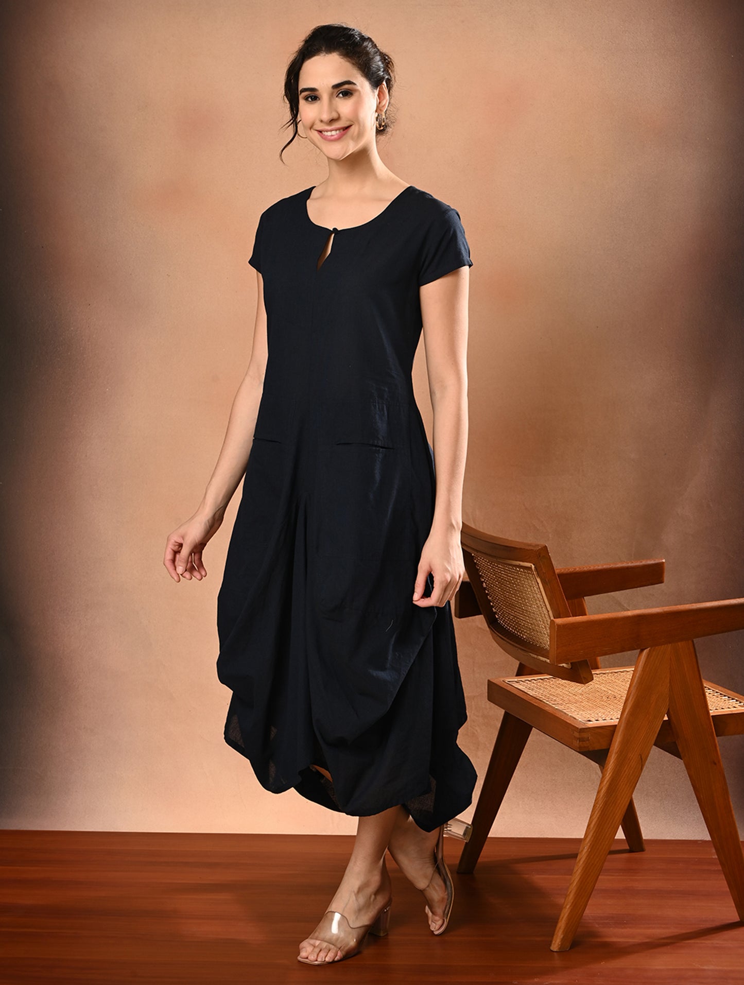 Navy Blue Cotton Dress