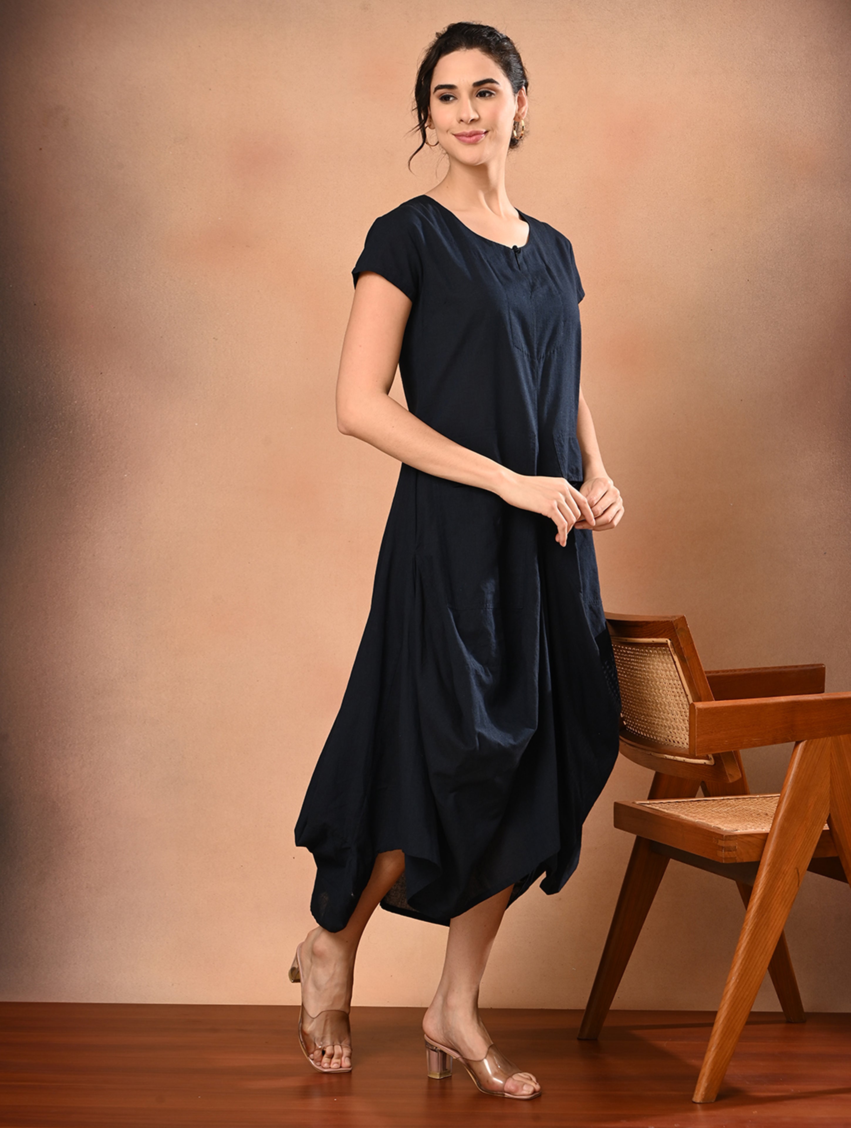 Navy Blue Cotton Dress