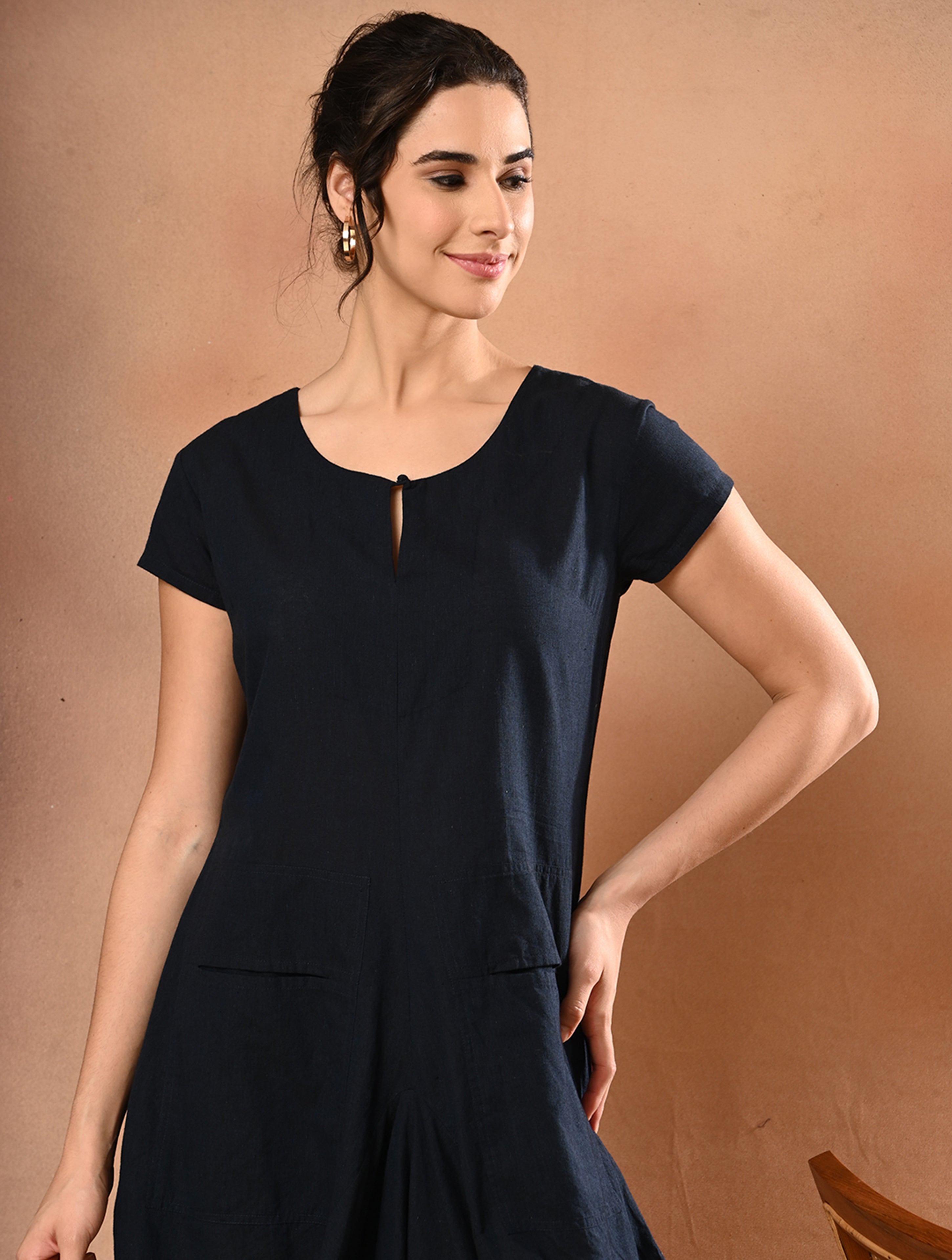 Navy Blue Cotton Dress