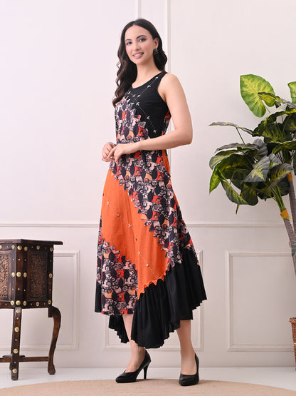 Handloom Cotton One piece Multi color Dress