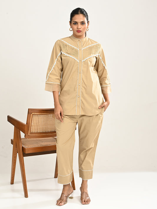 Beige Cotton Co-Ord Set