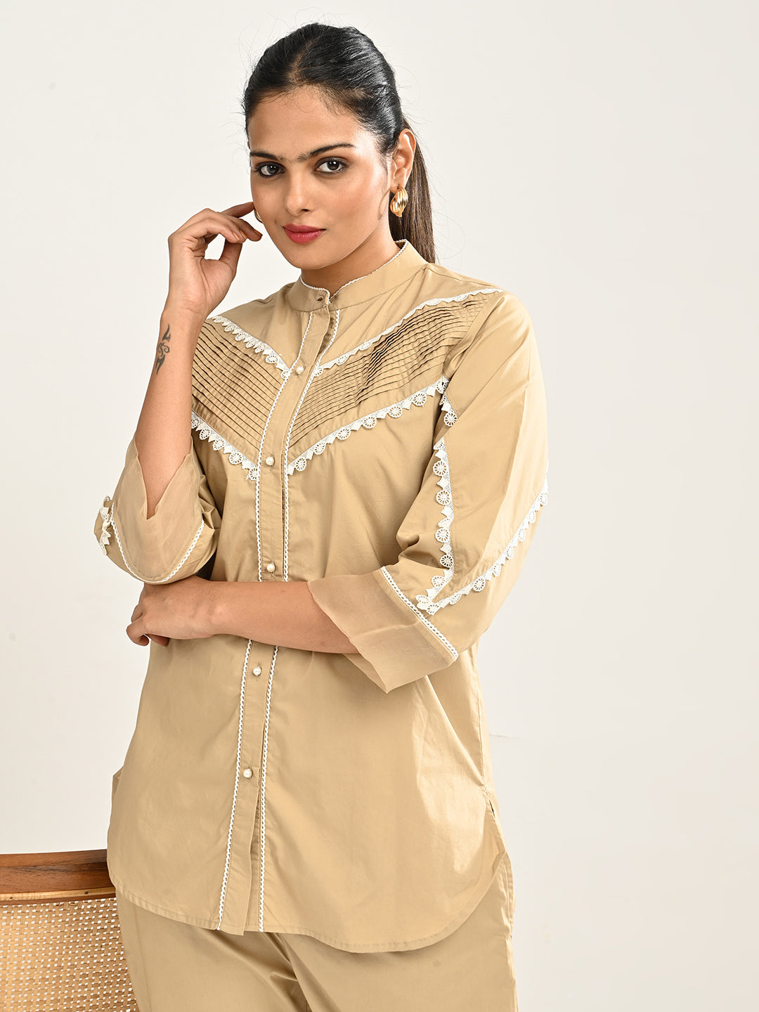 Beige Cotton Co-Ord Set