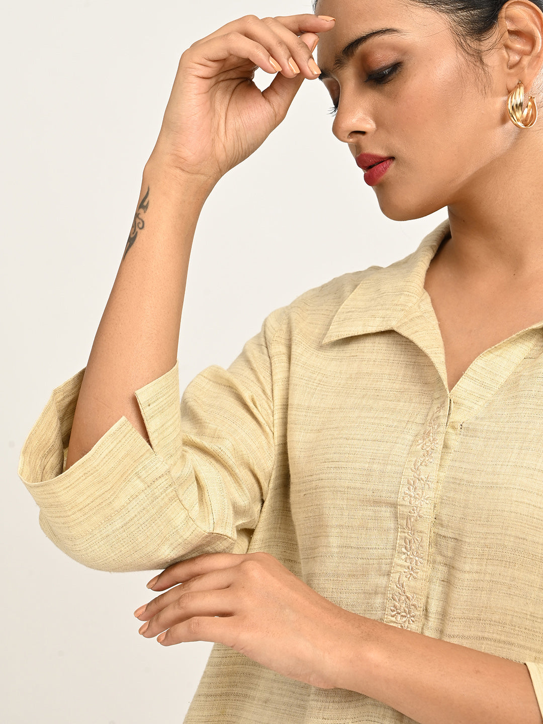 Linen Co-ord set in Natural color