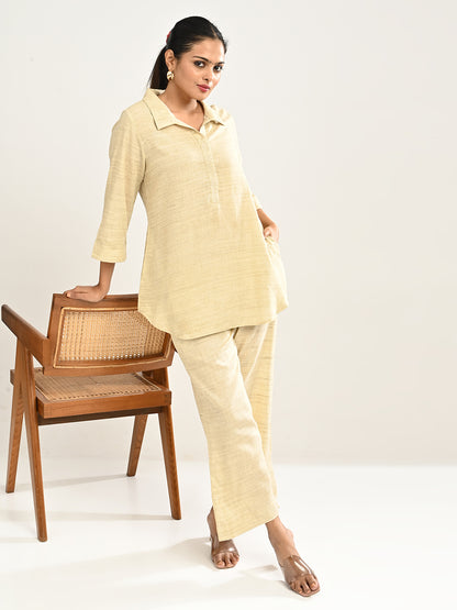 Linen Co-ord set in Natural color