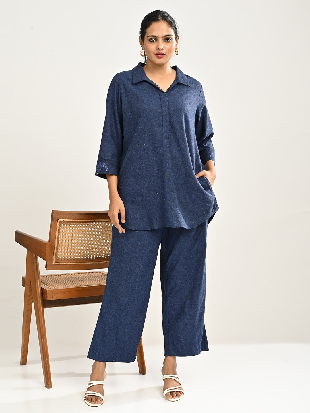 Navy Blue Cotton Co-ord Set
