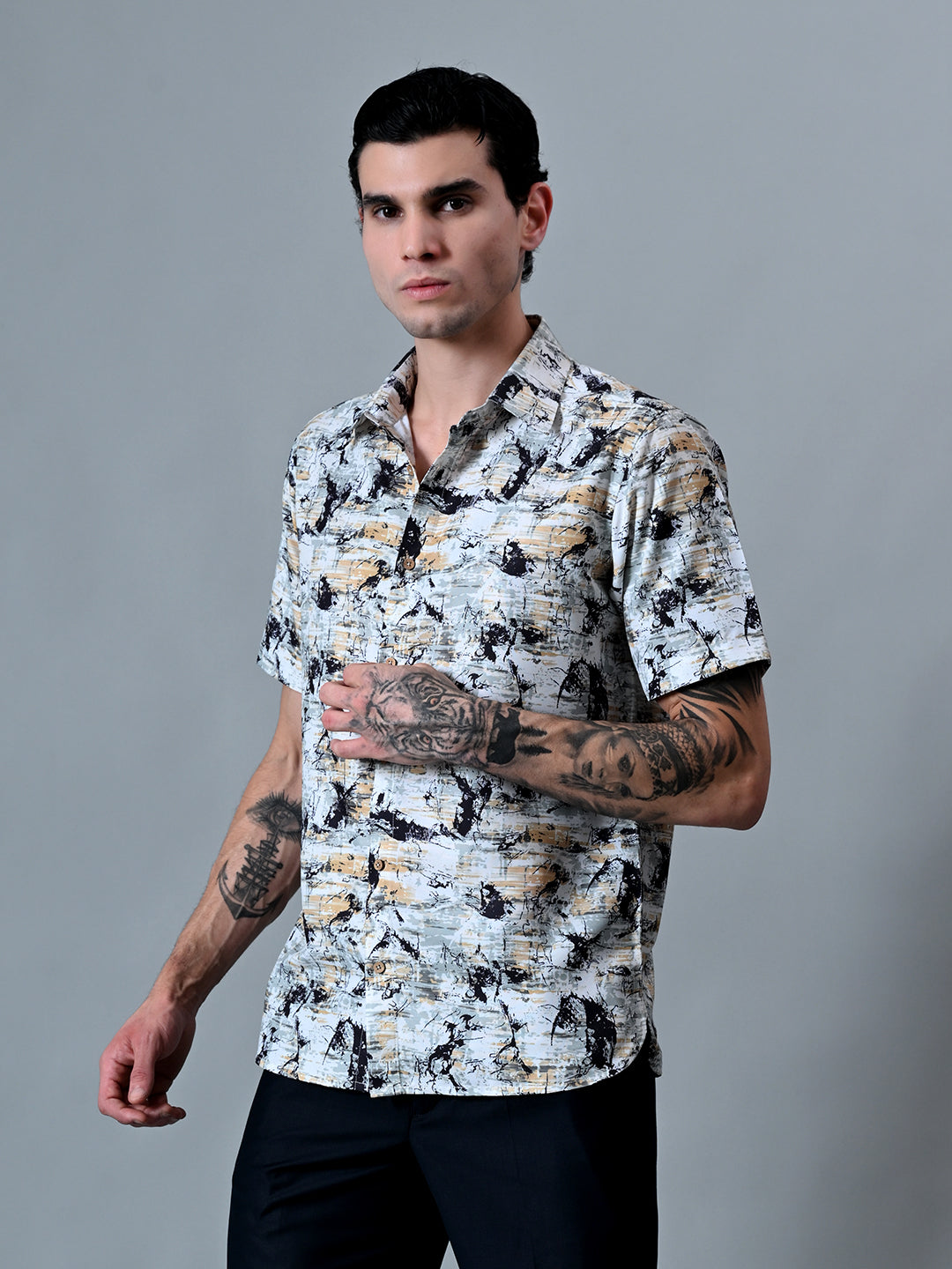 Printed Shirt in Cotton Blend