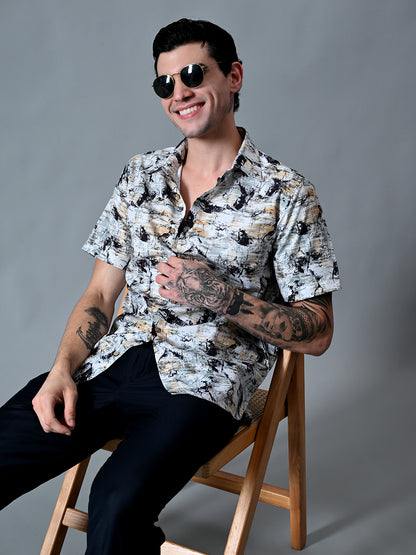 Printed Shirt in Cotton Blend