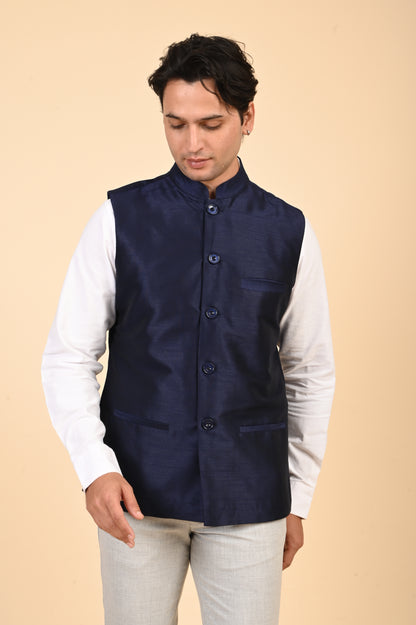 Navy Blue Nehru Jacket