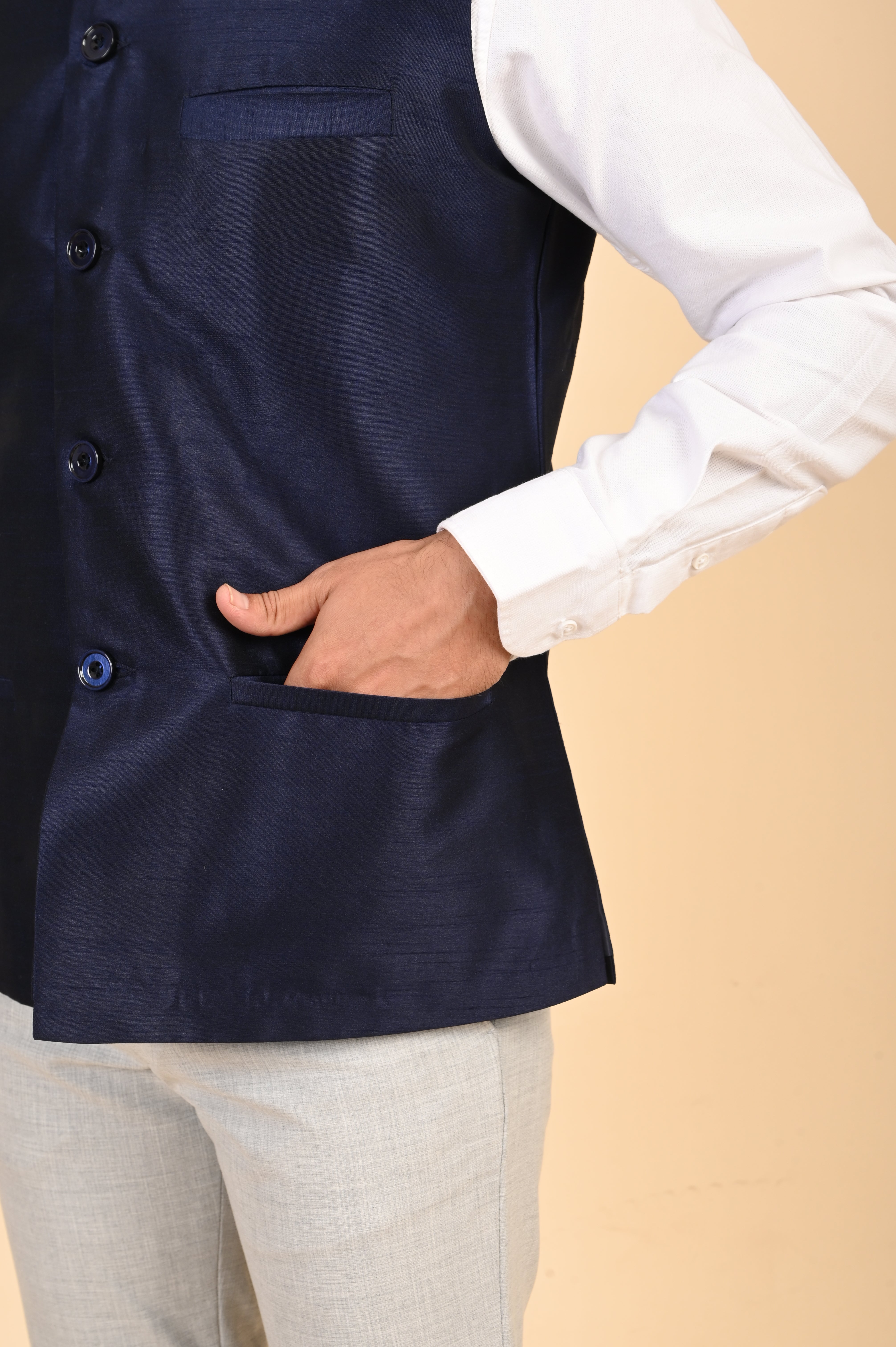 Navy Blue Nehru Jacket