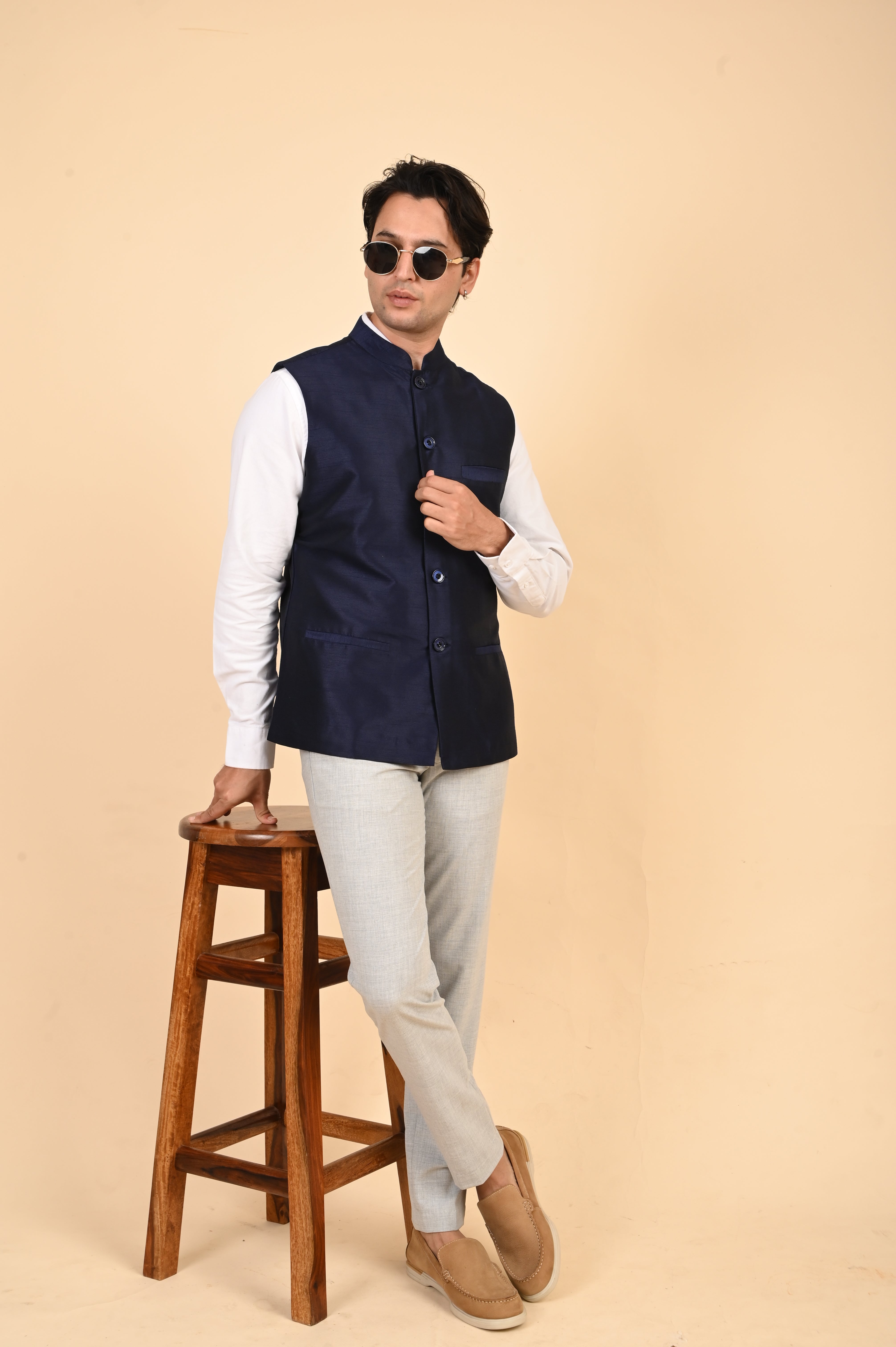 Navy Blue Nehru Jacket