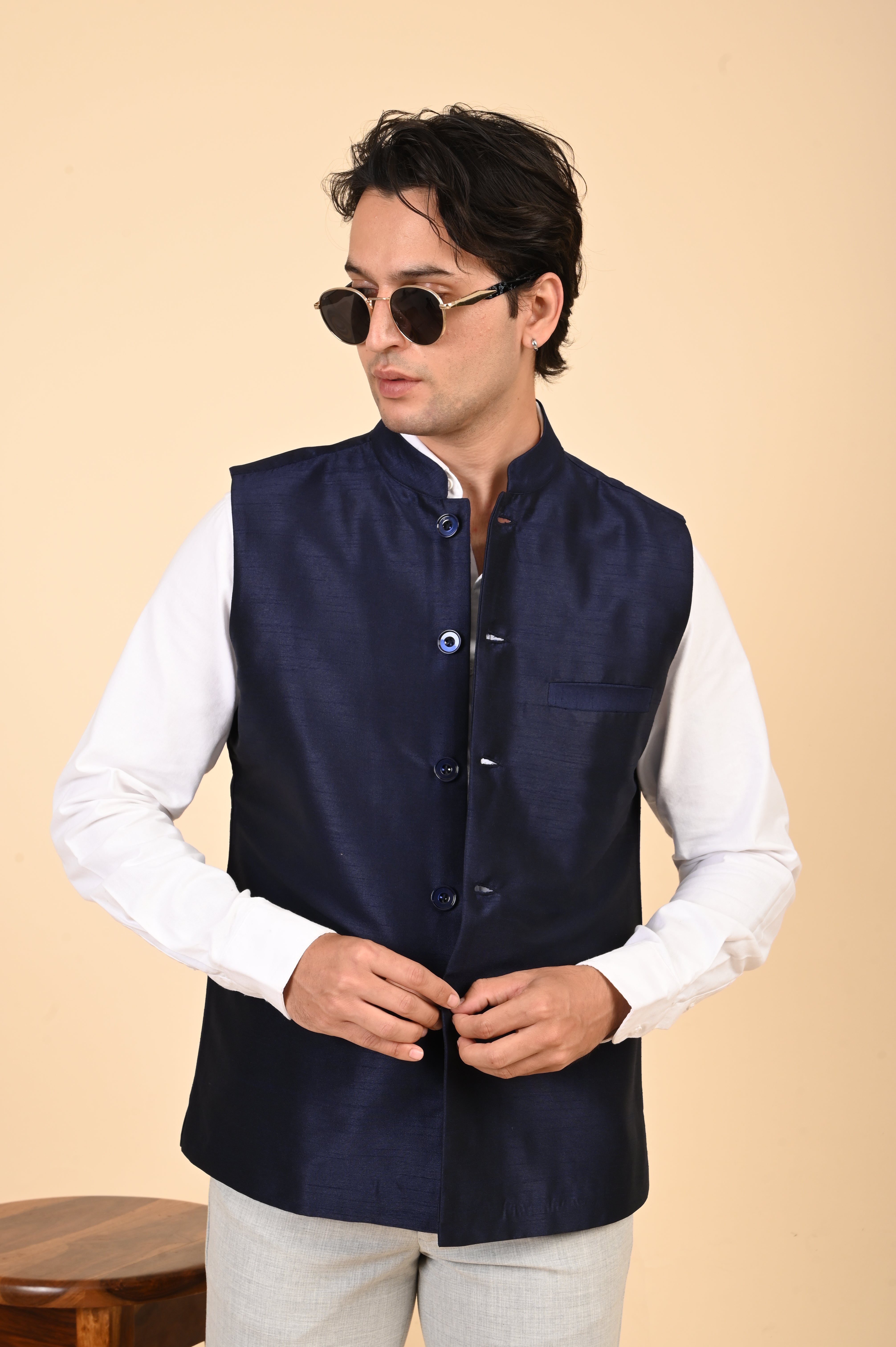 Navy Blue Nehru Jacket