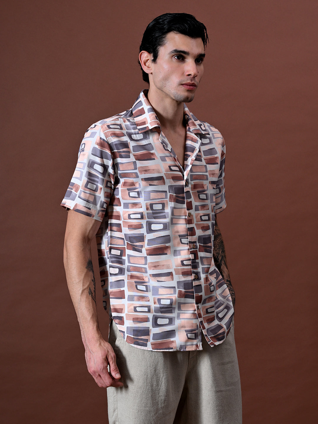 Printed Shirt in Cotton Blend