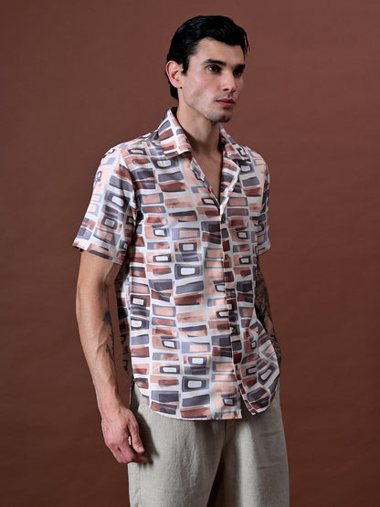 Printed Shirt in Cotton Blend
