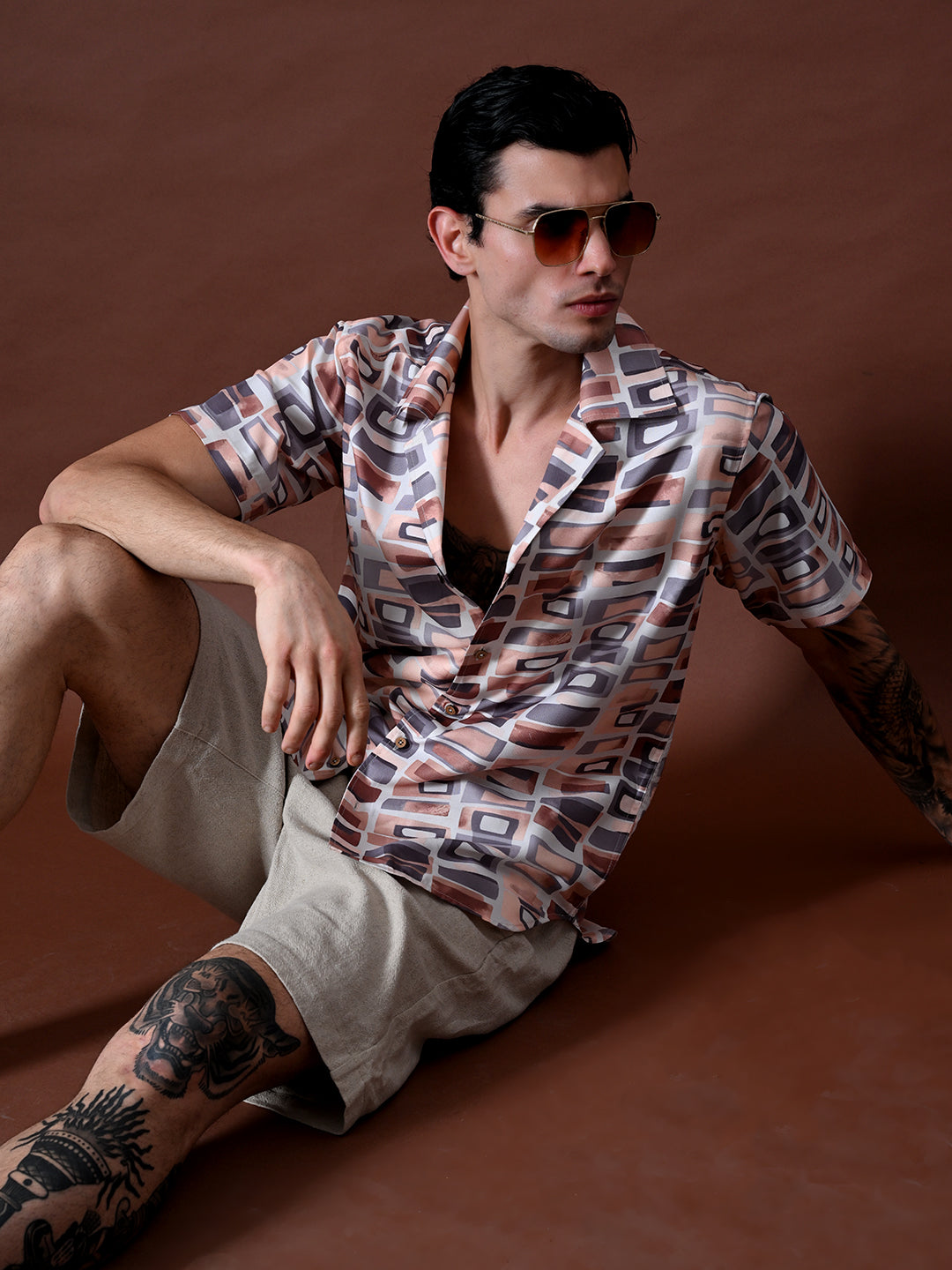 Printed Shirt in Cotton Blend